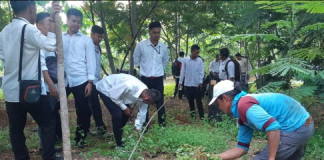 Puluahan tenaga pendamping RHL melakukan praktek lapangan.di BPTH Banjarbaru