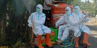 Putus mata rantai covid 19, BPBD Balangan lakukan penyemprotan disinfektan