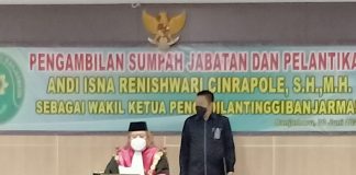 Ketua PT Banjarmasin lantik pejabat Wakil Ketua PT Banjarmasin yang baru