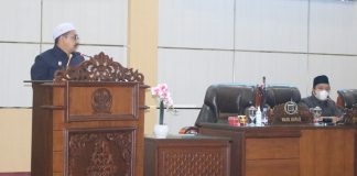Perubahan APBD 2021 di sampaikan wakil bupati Habib Idrus Alhabsyie, dalam paripurna DPRD Kabupaten Banjar