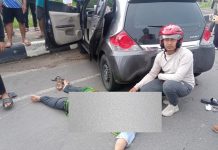 Diduga tersenggol truk, mobil Brio serempet kendaraan roda 2 jenis vario