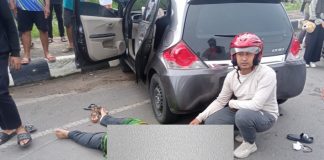 Diduga tersenggol truk, mobil Brio serempet kendaraan roda 2 jenis vario