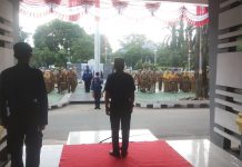 Rahmat Kartolo menjadi pembina apel gabungan lingkup Pemerintah Kabupaten Banjar