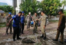 Biawak berbobot 10 kg diamankan anggota Damkar, saat mengincar anak kucing