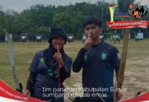 Maulana Aditya Rahman dan Fitri Ariyanti, sumbang emas untuk kontingen Kabupaten Banjar