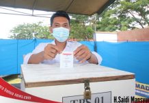 Bupati Banjar H.Saidi Mansyur gunakan hak pilihnya di Desa Madurejo Sambung Makmur