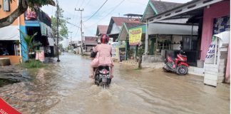 Akibat intensitas curah hujan yang tinggi, sejumlah ruas jalan desa terendam air