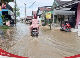 Akibat intensitas curah hujan yang tinggi, sejumlah ruas jalan desa terendam air
