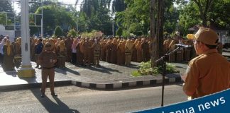 Ikhwansyah, menjadi pembina apel gabungan ASN dilingkup Pemkab Banjar