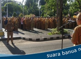 Ikhwansyah, menjadi pembina apel gabungan ASN dilingkup Pemkab Banjar