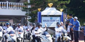 Naik motor, rombongan APDESI Kabupaten Banjar hadiri pelantikan DPD APDESI Kalsel di Batola