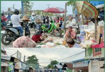 Pengguna jalan di Manarap, keluhkan aktivitas pedagang oprokan yang menempati sisi kiri – kanan jalan