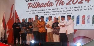 Tiga pasangan cabup- cawabup Kabupaten Barito Kuala resmi deglarasi kampanye pemilu damai 2024