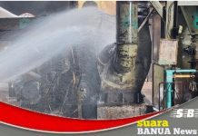 Sebuah gudang bahan baku obat nyamuk di Landasan Ulin Banjarbaru terbakar, sempat ada ledakan