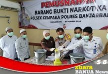 Polsek Cempaka musnahkan barang bukti 1 ons sabu dari tersangka asal Bati-Bati Tanah Laut