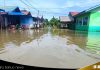 Akibat curah hujan yang tinggi, ratusan rumah warga di Pingaran Ilir, terendam air