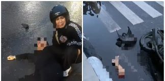 Lakalantas di Simpang 3 Kuripan Banjarmasin, satu kaki pengendara motor putus