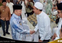 Momen Idul Fitri, Saidi Mansyur Halal Bihalal dengan gubernur Kalsel di Mahligai Pancasila Banjarmasin