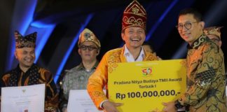 Anjungan Kalimantan Selatan menjadi salah satu ikon yang mencuri perhatian pengunjung di TMII di Jakarta