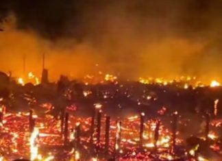 17 bangunan termasuk dua sekolah hangus terbakar di katingan hilir, diduga akibat korsleting listrik