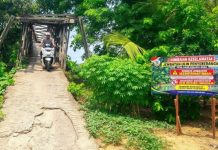 Jembatan Ulin Desa Beringin, semakin miring dan rapuh, warga diminta hindari melintas