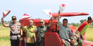 Gubernur Kalsel bersama Bupati Banjar serta pejabat Kementan RI, hadiri acara syukuran panen padi