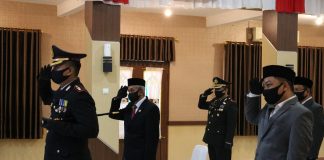 Bupati Kabupaten Banjar bersama Kapolres Banjar, ikuti upacara Hari Bhayangkara ke 74 secara virtual