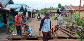 Ketua DPRD Kabupaten perbaikan jembatan Ulin di Sungai Pinang Lama dengan biaya sendiri