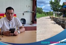 Perbaikan ruas Jalan Desa Jati Baru yang ” tahantak” menunggu hasil tim ahli ULM