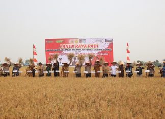 Wakapolri bersama sejumlah pejabat daerah di Kalsel hadiri kegiatan panen raya di Desa Penggalaman
