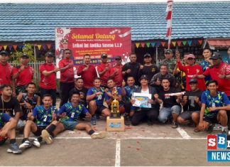 Turnamen Bola Voli Piala Koramil Anjir Pasar sukses digelar meriahkan HUT ke-80 RI