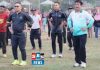 Tanpa sekat, aparat dan warga Batola berbaur dalam kegiatan sehat di Lapangan 5 Desember