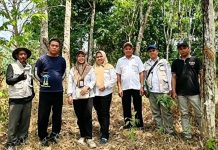 Tahap awal pembangunan: Pengukuran lahan Puskesmas Pembantu di Desa Telaga Baru dimulai